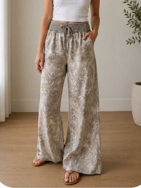 Rewash Paisley Printed Linen Blend Pants